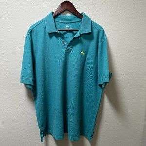 tommy bahama men's turquoise polo with yellow logo